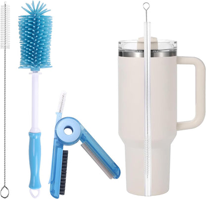 KEUYE 3 Pack Cup Cleaning Kit Compatible with Stanley,Multipurpose Cup Cleaner Kit with Extra Long Nylon Straw Brush Cleaner,3 in 1 Bottle Gap Cleaner and Long Handle Silicone Brush Cleaner