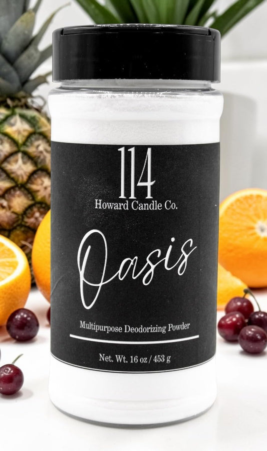 Carpet Deodorizer & Freshener Powder - Upholstery, Couch & Rug Odor Eliminator for Strong Odor & Pet Urine | Baking Soda Formula | Tropical Oasis Scent | Safe for Kids & Pets | 1-1-4 Howard Candle Co.
