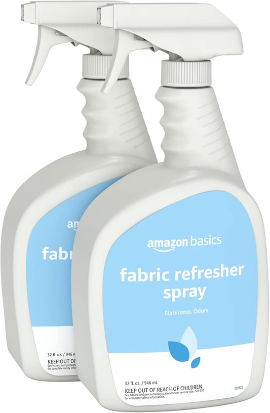 Amazon Basics Fabric Refresher Spray, Fresh Scent, Odor Eliminator, Dye-Free, Quick-Drying, 32 fl oz, Pack of 2