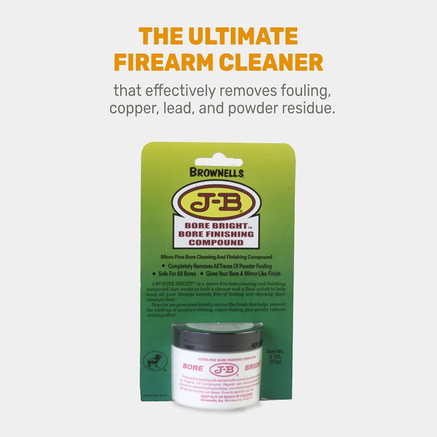 Brownells J-B Bore Bright Gun Cleaner Solvent Oil-Paste, Gunsmithing Tools Maintenance Cleaning Supplies, 2 oz. (57g) Jar