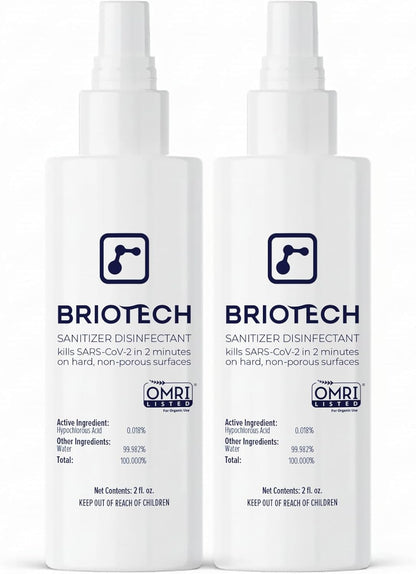 BRIOTECH Sanitizer Disinfectant Hypochlorous, Kill 99.99% of Viruses & Bacteria, Control Mold, Eliminate Odor, Gentle for Nursery & Play Rooms, Food Contact Surface Sanitizer, 1 Gallon Refill