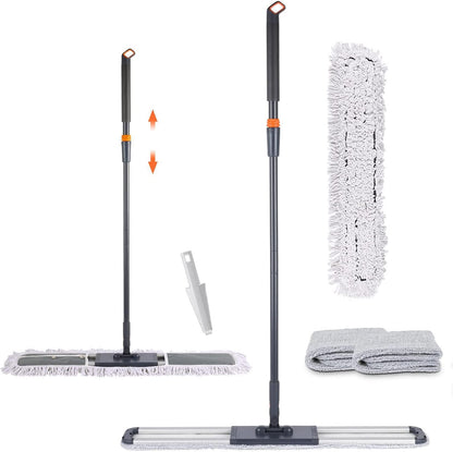 18 Professional Microfiber Mop Large Flat Mops for Floor Cleaning 4 Reusable Washable mop Pads Hardwood Cleaning System Wet and Dust Mop with 61in Long Stainless Steel Handle