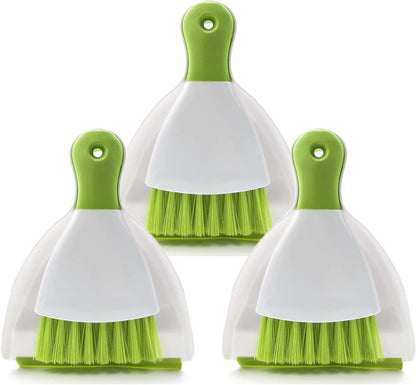 Small Hand Dust Pan and Brush - Small Broom and Dustpan Set, Mini Broom and Dustpan, Compact Dustpans and Brush for Home Cleaning, Sofa, Desk, Guinea Pig Cage, Cat Litter, etc. (Light Green)