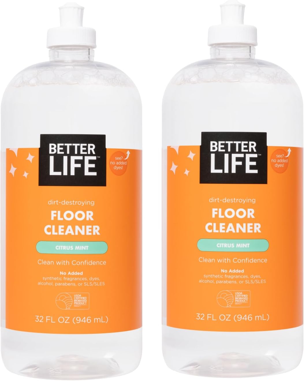Better Life Floor Cleaner - Liquid Multipurpose Cleaner for Wood, Tile, Laminate, Vinyl, Bamboo - Hardwood Floor Cleaner for Mopping - Citrus Mint, 32 Fl Oz (Pack of 2)