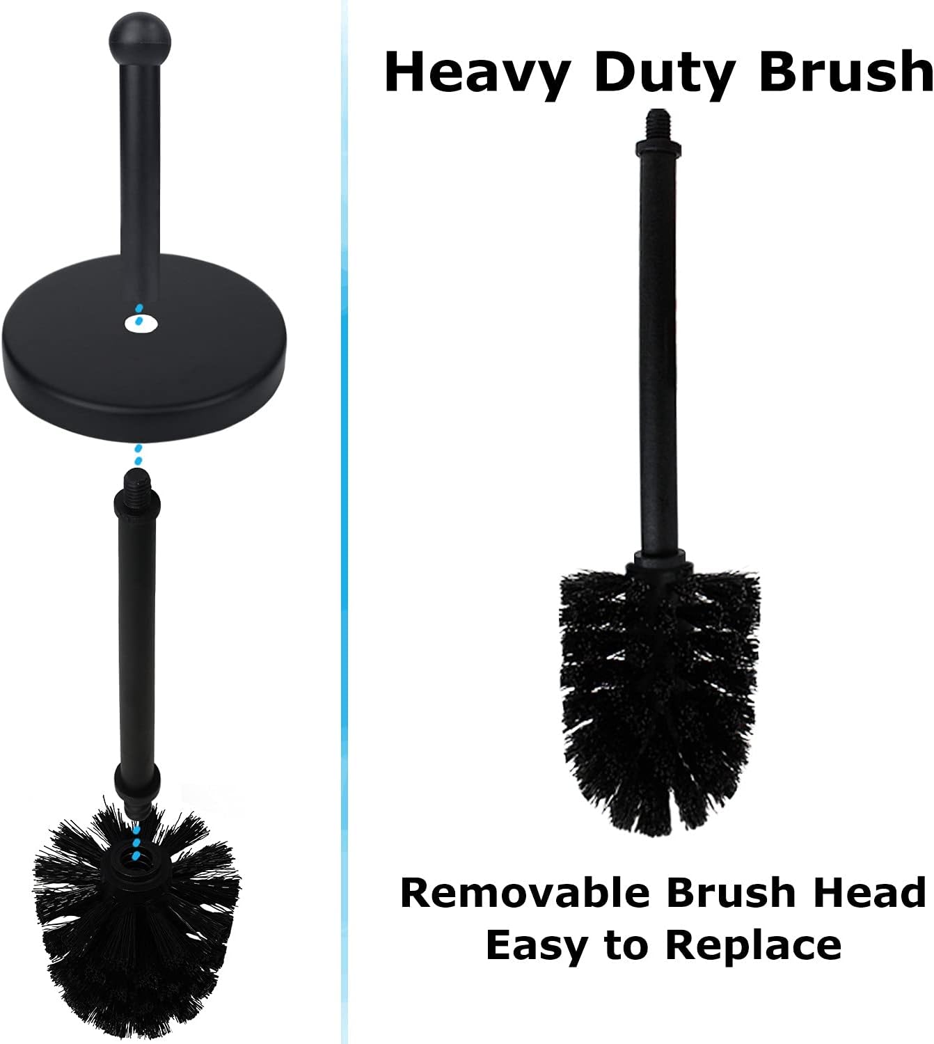 Blue Donuts Toilet Brush with Stainless Steel Holder, Toilet Bowl Cleaner Brush and Holder, Cleaning Brush Holder, Chrome