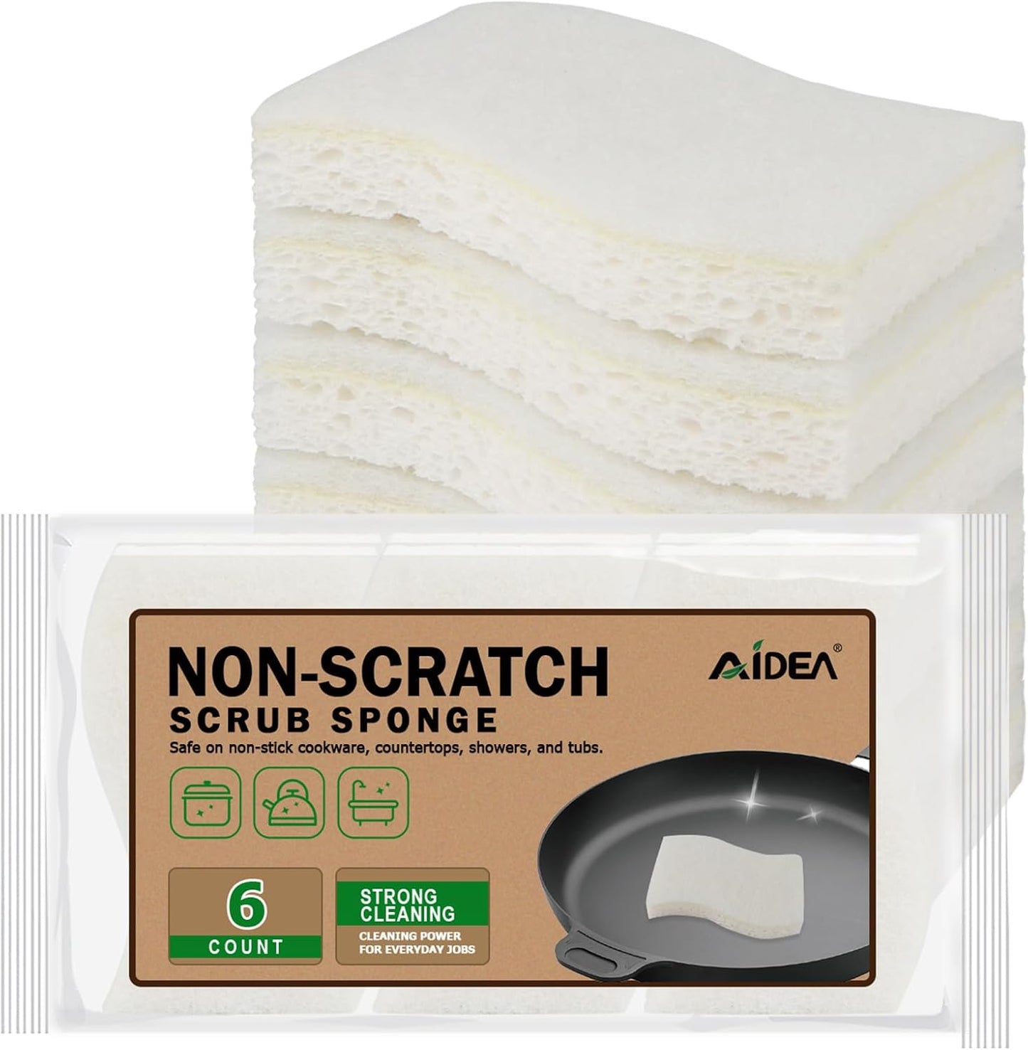 AIDEA XL Sponges Kitchen, 12Count, Non-Scratch Dish Sponges, Large Natural Sponge for Non Stick Cookware, Cellulose Cleaning Sponge for Dishes, Bathroom, Household