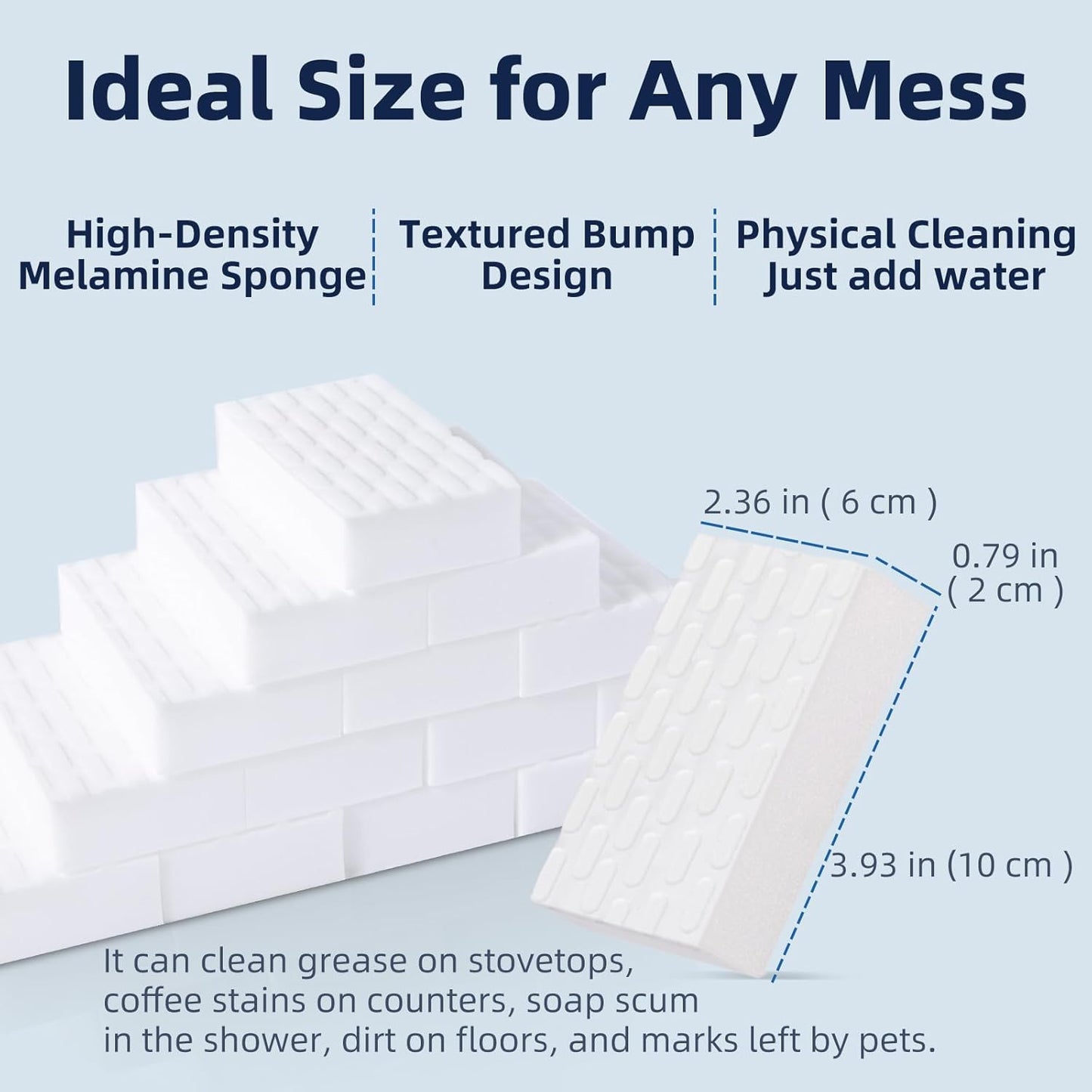 Magic Sponge Eraser, 2X Density Melamine Sponges for Cleaning, 10 Pcs in Bulk, Long Lasting Scrub Cleaning Pads for Kitchen, Bathroom, Furniture, Tub, Sink, Floors, Baseboard, Shoes, Wall