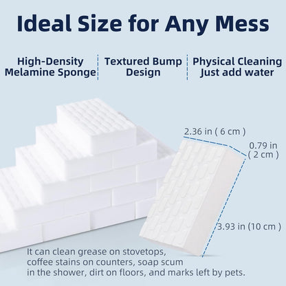 Magic Sponge Eraser, 2X Density Melamine Sponges for Cleaning, 10 Pcs in Bulk, Long Lasting Scrub Cleaning Pads for Kitchen, Bathroom, Furniture, Tub, Sink, Floors, Baseboard, Shoes, Wall