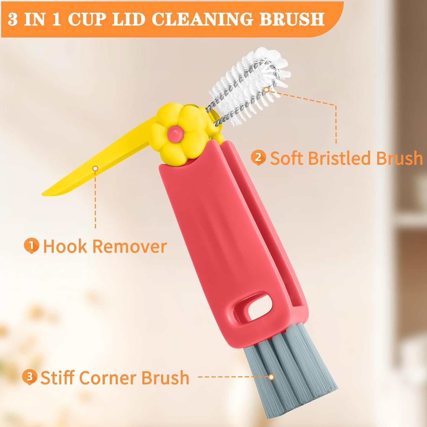3 in 1 Cup Lid Gap Cleaning Brush Set, Multifunctional Insulation Bottle Cleaning Brush, Mutipurpose Portable Cup Lid Gap Cleaner, Home Kitchen Crevice Brush Cleaning Tools