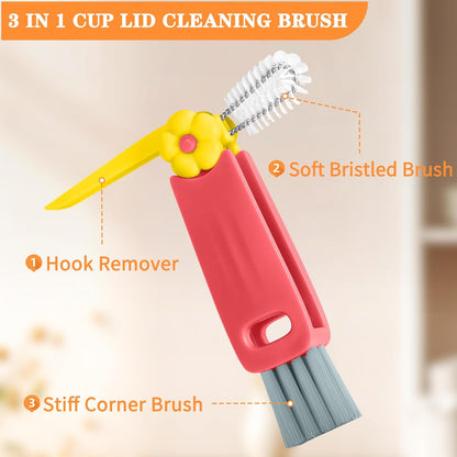 3 in 1 Cup Lid Gap Cleaning Brush Set, Multifunctional Insulation Bottle Cleaning Brush, Cup Lid Gap Cleaner, Home Kitchen Crevice Brush Cleaning Tools
