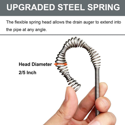 Drain Auger, Clog Remover with Drill Adapter, 25 Feet Flexible Plumbing Snake Use Manually or Powered for Kitchen, Bathroom and Shower Sink, Comes with Gloves (orange)