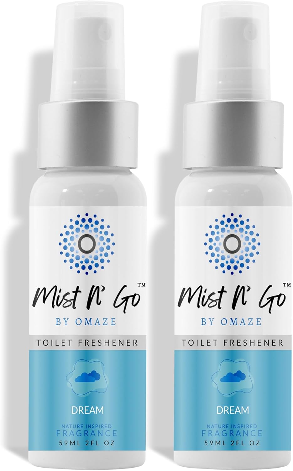 Mist N’ Go by Omaze Travel Bathroom Spray for Toilet Spray Odor Eliminator - Travel Toilet Spray for Bathroom Air Freshener Spray for Bathroom Deodorizer - Clean Mix, Travel Size (1oz x2)