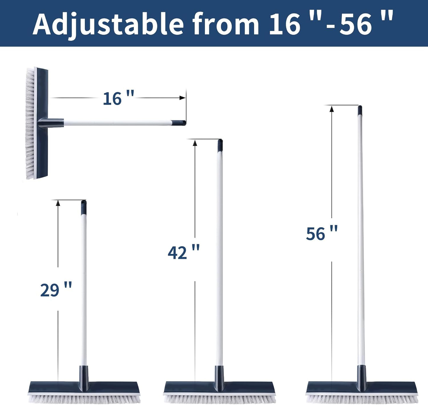 BOOMJOY Grout Brush with Long Handle, 57" Grout Cleaner for Tile Floors, Double-Sided with V-Shape Stiff Bristles for Bathroom, Patio, Kitchen, Wall, Corners and Deck