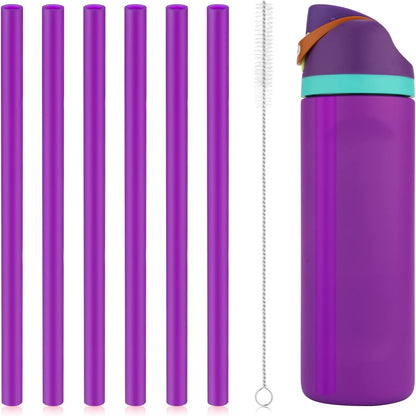 6pcs Replacement Straws for Owala Freesip 24/32oz, Reusable Plastic Straws with Cleaning Brush Tumbler Accessories Parts for Owala Flip 24/32oz Stainless Steel Insulated Water Bottle