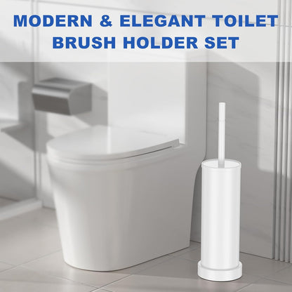 Toilet Brush and Holder Set: 304 Stainless Steel Heavy Duty Toilet Bowl Brush and Holder with Removable Inner Bowl and Splash Protection, Modern Long Handle Bathroom Cleaning Tool