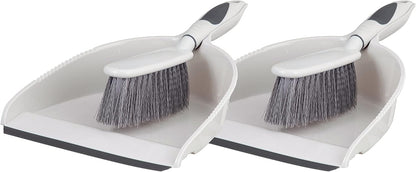 Superio Brush and Dustpan Set, Rubber Edge for Easy Dirt Pickup, Durable Plastic Broom Set with Ergonomic Grip Handle, for Table, Countertop, Desk (1)