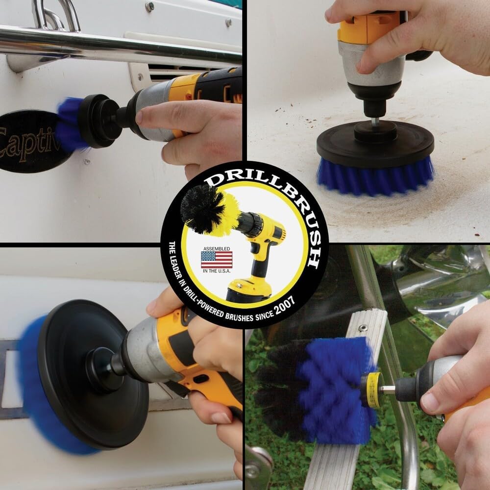 Nylon Drill Brush Attachment Set for Bathroom Cleaning - Power Scrubber Brush Kit for Bathtub, Shower, Tile, and Grout - All-Purpose Household Cleaning Brushes for Drill - Electric Grout Cleaner Kit