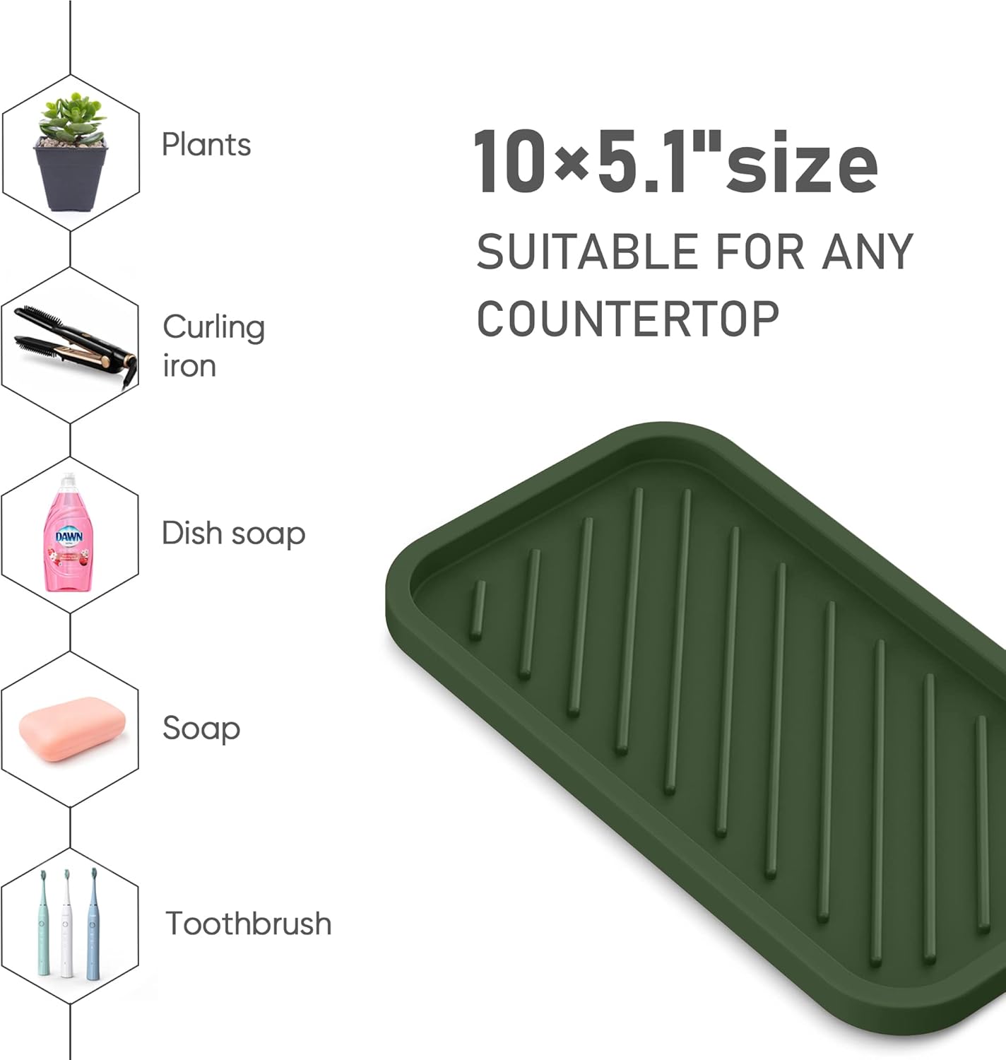 EG-SIPRO Silicone Sponge Holder, Kitchen Sink Organizer Tray, Sponge Caddy for Bathroom Counter, Dish Soap Holder, Scouring Pad