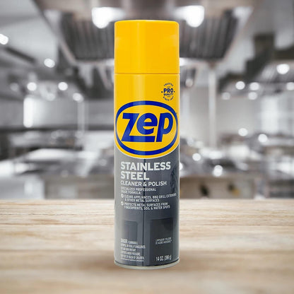 Zep Stainless Steel Cleaner and Polish 14 ounces (Case of 4) ZUSSTL14 - Protects Metal Surfaces from Fingerprints, Soil and Waterspots