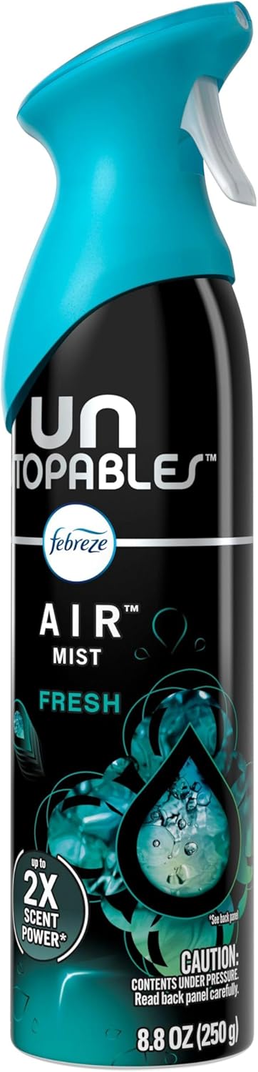Febreze Air Mist Air Freshener Spray, Odor-Fighting Room Spray, Air Fresheners for Home and Bathroom and Kitchen, Aerosol Can, Unstopables Fresh Scent, Multicolor, 8.8oz (Pack of 3)