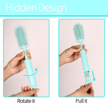 Silicone Bottle Brush Set - 5 in 1 Silicone & Nylon Bottle Cleaner BPA-Free for Owala 24oz/32oz/40oz Cup, Multifunctional Cleaning Kit for Owala/Stanley/Yeti Tumbler Cup Accessories - Blue
