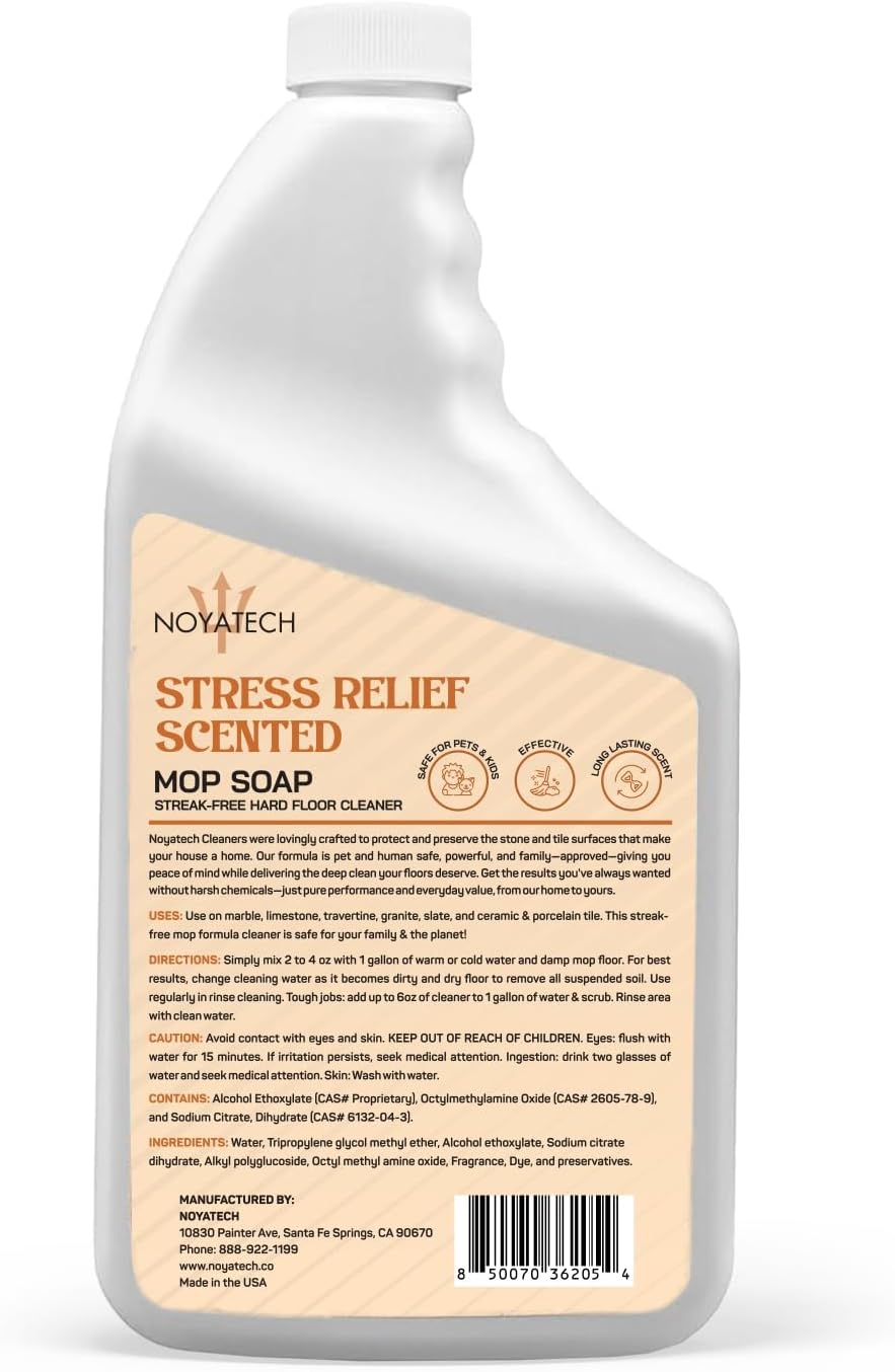 NOYATECH Scented Mop Soap – Stress Relief Aromatherapy Floor Cleaner Concentrate | Non-Toxic, Pet Safe, No Residue | Safe for Hardwood, Tile, Marble, Stone & Grout | All Mop Types | Made in USA