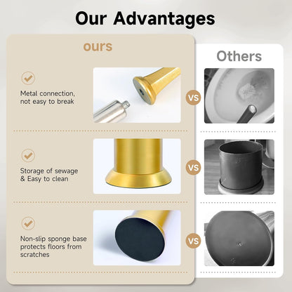 Bronze Toilet Brush and Holder，Extra Long Handled Toilet Brush for Bathroom，Stainless Steel Heavy Duty Toilet Bowl Brush,Deep Cleaning Modern Toilet Cleaner Brush -Space Saving, Covered Brush, Durable