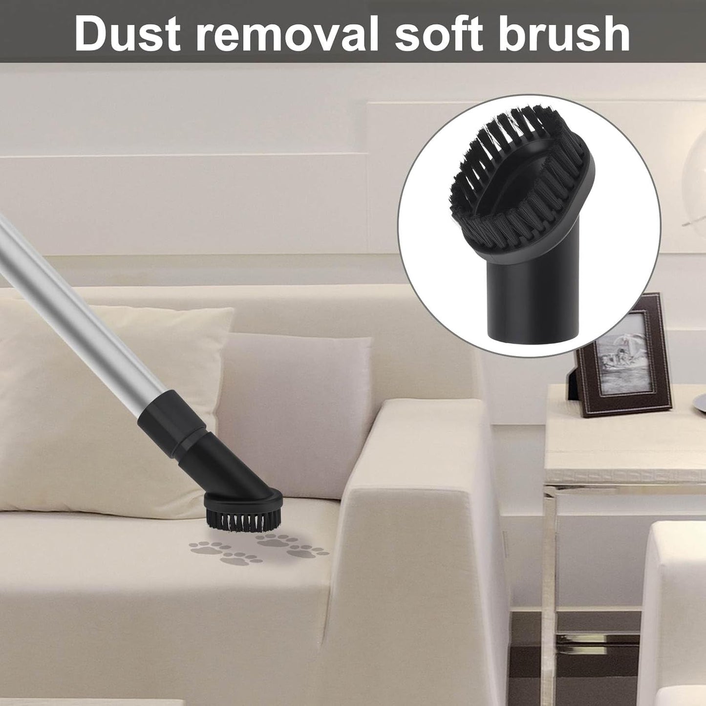 Vacuum Cleaner Attachment 5PC, Household Cleaning Vacuum Brushes Cleaner with Adapters for Shop Vac Accessories, Inner Diameter 1.37inch Suction Flat Head & Round Brush T-shaped Sofa Suction Nozzle