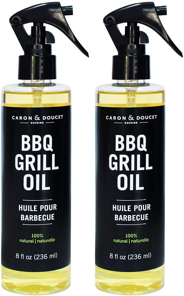 CARON & DOUCET - BBQ Grill Cleaner Oil | 100% Plant-Based & Vegan | Best for Cleaning Barbeque Grills & Grates | Use with Wooden Scrapers, Brushes, Accessories & Tools | Great Gift for Dad! (8oz)