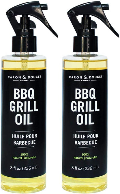 CARON & DOUCET - BBQ Grill Cleaner Oil | 100% Plant-Based & Vegan | Best for Cleaning Barbeque Grills & Grates | Use with Wooden Scrapers, Brushes, Accessories & Tools | Great Gift for Dad! (8oz)
