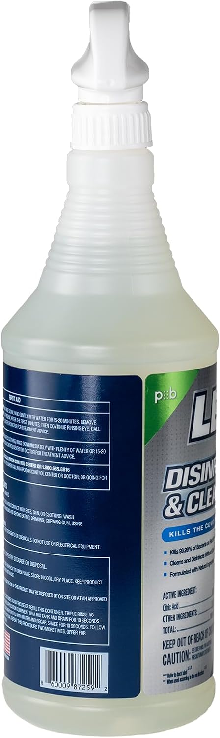 LEXX® RTU Broad Spectrum Disinfectant & Cleaner - EPA Registered, Kills 99.99% of Bacteria - Hospitals, Schools, Offices, Homes - Citric Acid, Safer Choice, Non-Toxic, No Bleach - 32 fl. oz. Spray