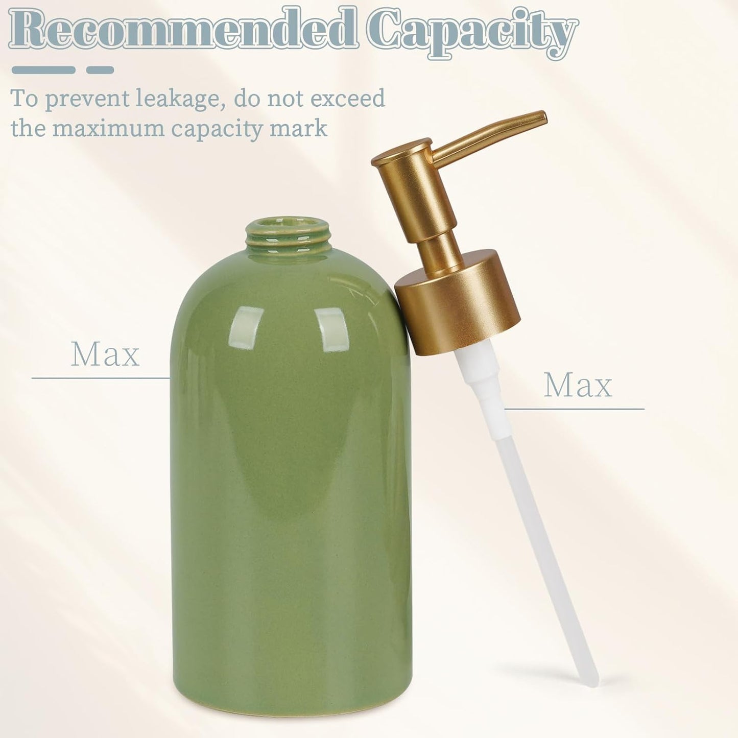 Natheeph Dish Soap Dispenser, Hand Soap Dispenser Ceramic Bottle, Refillable Liquid Great for Kitchen Dish Soap, Hand Soap, Essential Oil & Lotion (Bright White)