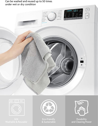 Fantasticlean Microfiber Cleaning Cloth Roll -75 Pack, Tear Away Microfiber Towels, 12" x 12", Reusable, Washable, Scratch Free, Ultra Absorbent Dishcloth for All-Around Cleaning Supplies (White)