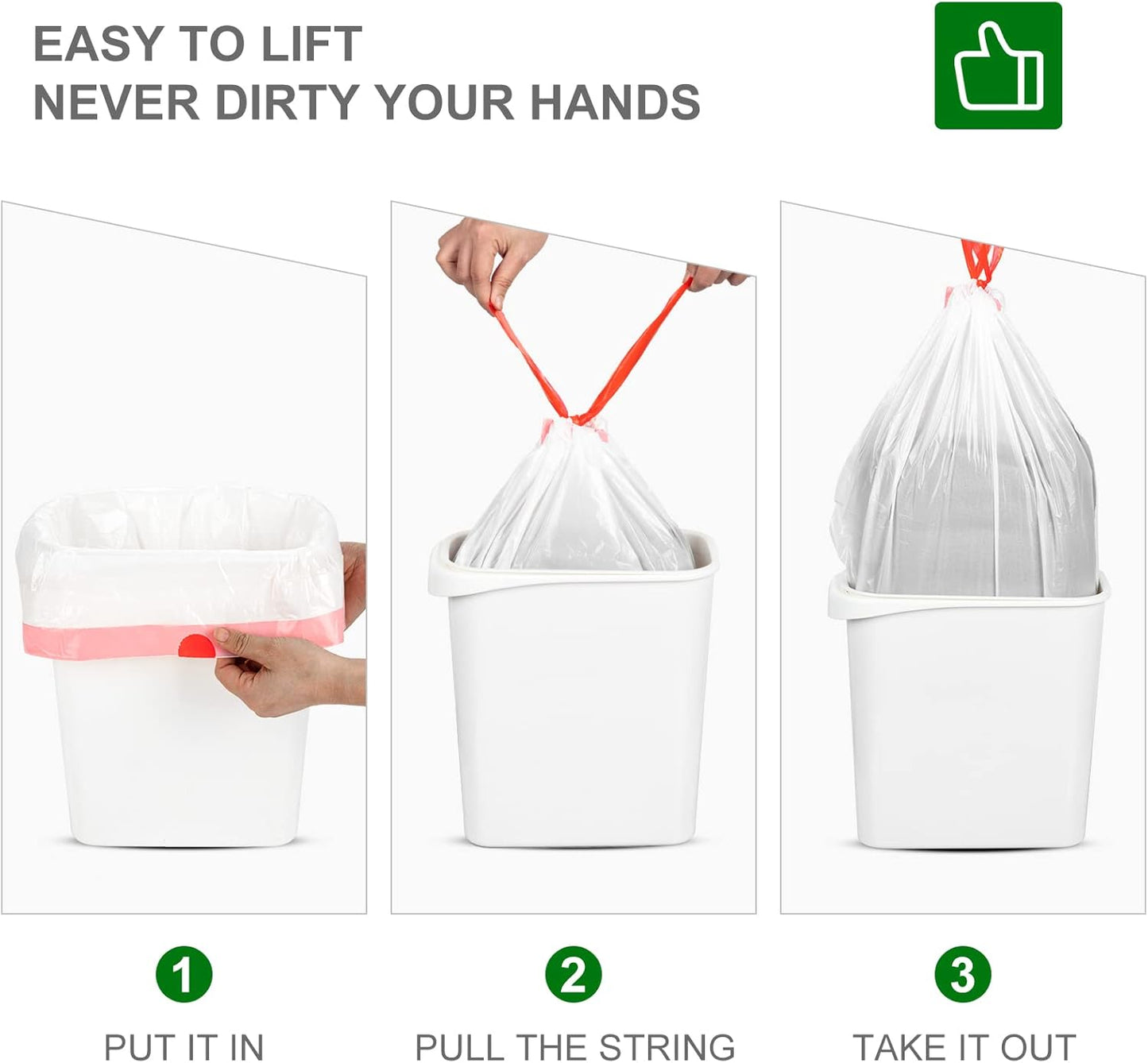 Magesh 4 Gallon Trash Bag Strong, Leakage-Free, Small Garbage Bags Unscented Thick for Bathroom, Office, Kitchen Small Trash Can, 15L, 105 Bags, Clear