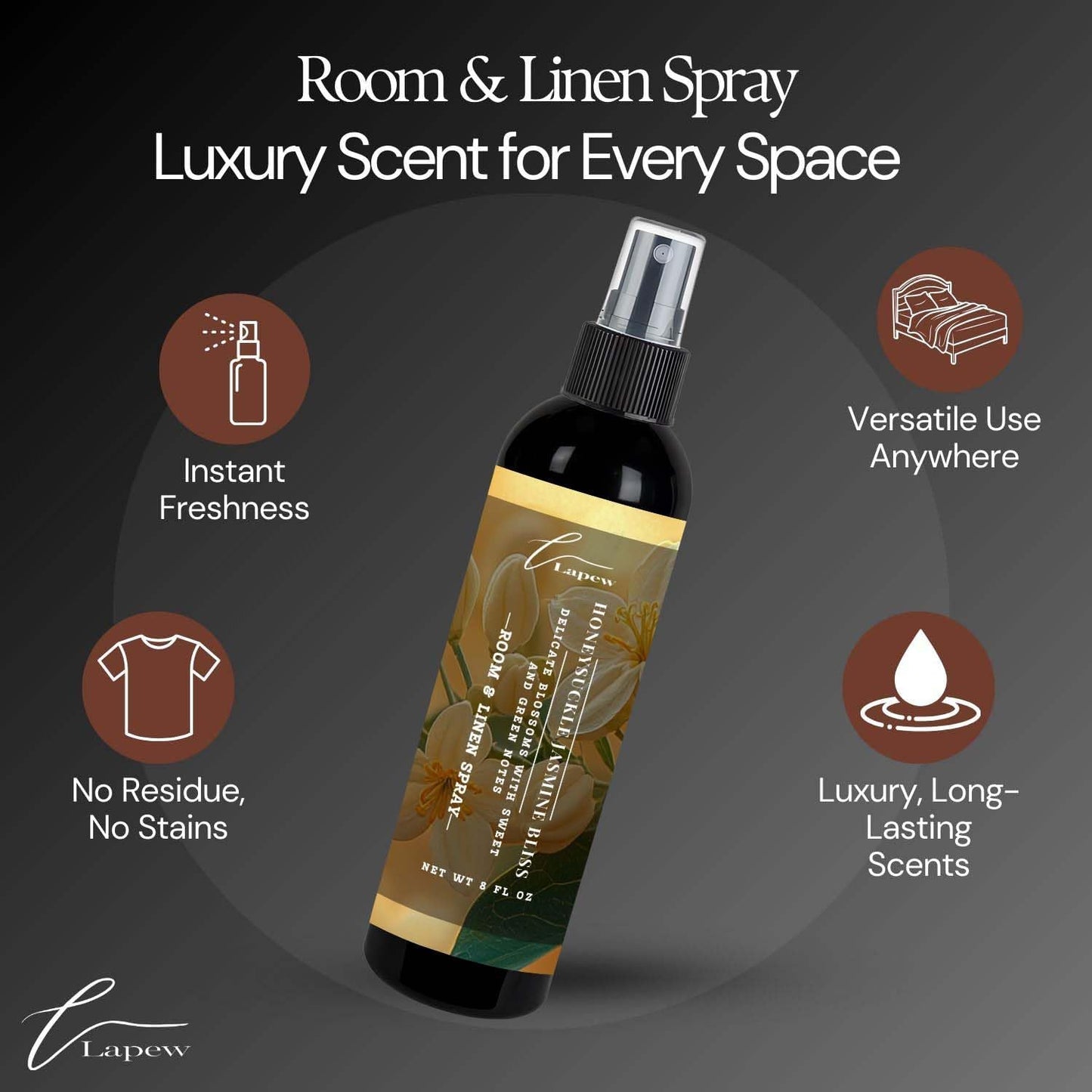 Lapew Room & Linen Spray | Fragrance Mist for Home, Car & Office | Fabric & Air Freshener | Neutralizing Mist | Made in USA | Cozy Cinnamon & Apple - Colors A