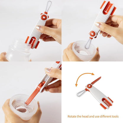 3 in 1 Cup Lid Gap Cleaning Brush Set with 3 Straw Cleaner Brush, Multifunctional Cup Cover Cleaning Brush, Small Cleaning Brushes for Nipple, Water Bottle Lid, Home Kitchen Cleaning Tools, Pack of 3