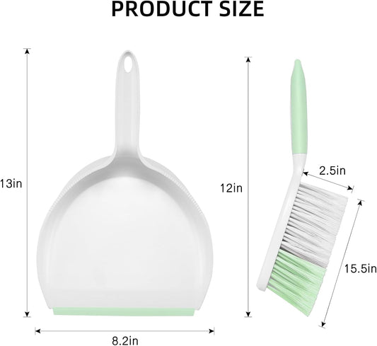 NACENA Dust Pan and Brush Set, Large Hand Broom and Dustpan Set Large Brush and Dustpan Set for Camping Broom and Dustpan Combo for Daily Cleaning Pet Hair Office Home Car, White & Red