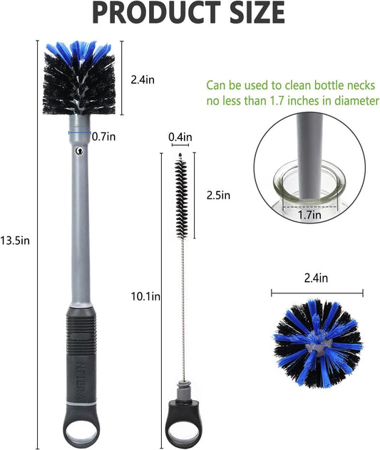 NTIERA 2-in-1 Bottle Brush Cleaner Kit Set,Long Water Bottle Cleaning Brushes,Hidden Straw Brush in Handle,BPA-Free Dishwasher-Safe,for Stanley & Owala Water Bottle,Baby Bottles Cup