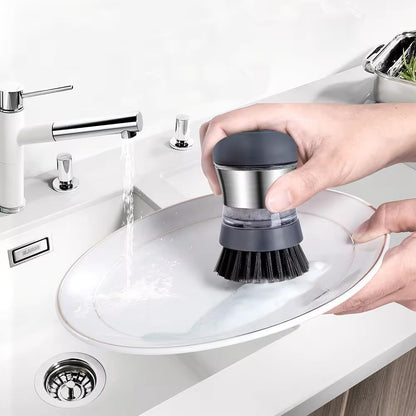 Stainless Steel Kitchen Soap Dispensing Dish Scrubber - Palm Brush for House Cleaning - Durable and Efficient Cleaning Tool (Pack of 1)