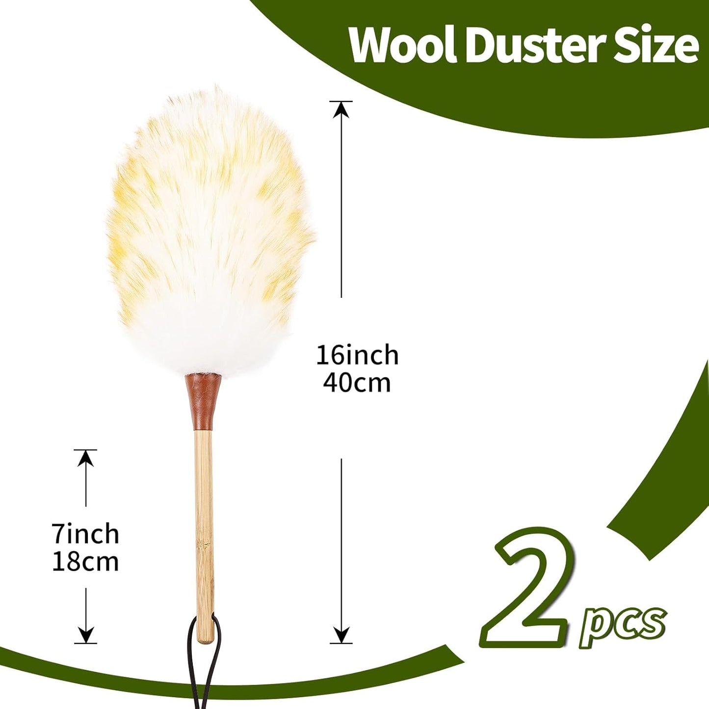 Extendable Lambswool Duster 25-64" Retractable Telescopic Handle Removable Head Multi-Surface Cleaning Tool for Ceiling Fans, Windows, High Walls, and Hard-to-Reach Areas (2pcs)