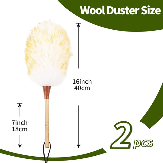 Extendable Lambswool Duster 25-64" Retractable Telescopic Handle Removable Head Multi-Surface Cleaning Tool for Ceiling Fans, Windows, High Walls, and Hard-to-Reach Areas (2pcs)
