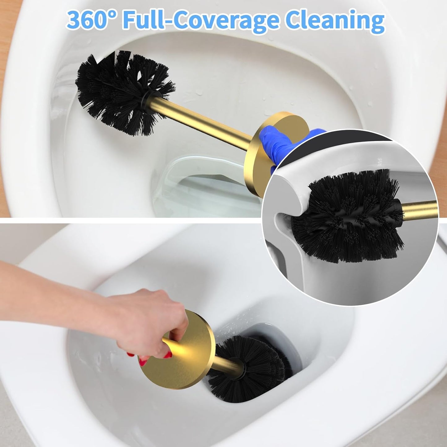 Stainless Steel Toilet Brush and Holder Set Oil Rubbed Matte Black Heavy Duty Toilet Bowl Brush with Long Handle for Bathroom and Farmhouse
