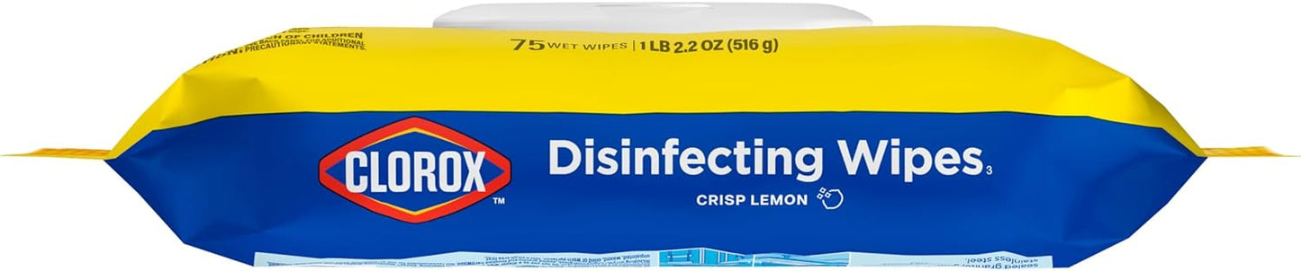Clorox Disinfecting Wipes Flex Pack, Bleach Free, Fresh Scent, 75 Count (Pack May Vary)