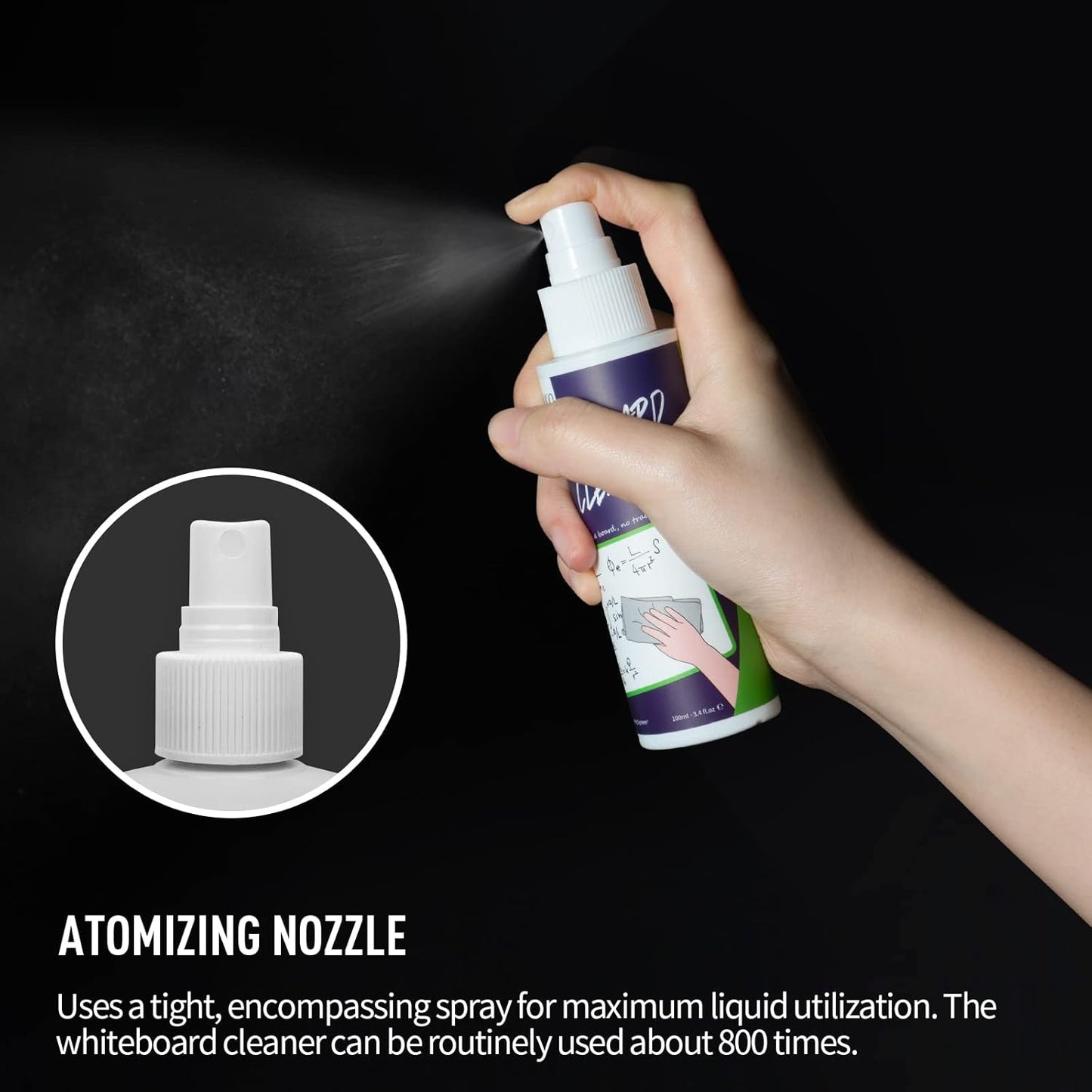 loukin Non-Toxic Whiteboard Cleaner, 8.5 fl oz Dry Erase Board Cleaner, Whiteboard Cleaning Spray with Cloth, Removes Stubborn Marks from Whiteboards