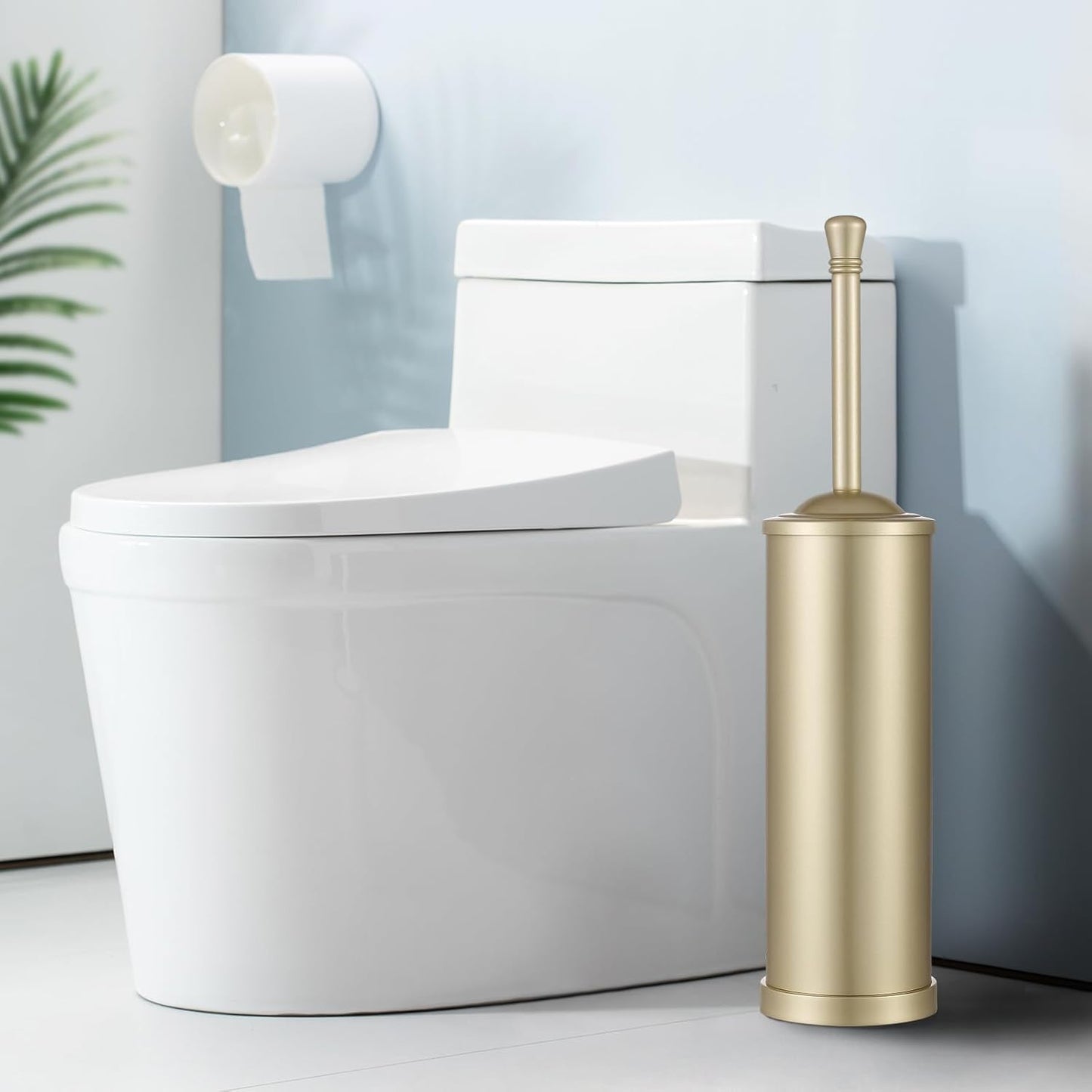 Brushed Nickel Toilet Brush and Holder Set,304 Stainless Steel Toilet Bowl Brush and Holder for Bathroom,Silver Heavy Duty Toilet Brush,Durable Scrubbing Bristles,Splash Resistant,Long Handle