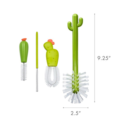 Boon Cacti Bottle Cleaning Brush Set - Includes Bottle Brush, Nipple Brush, Detail Brush, and Straw Brush - Baby Bottle Brush Set for Bottle Drying Rack - Baby Essentials - 4 Count