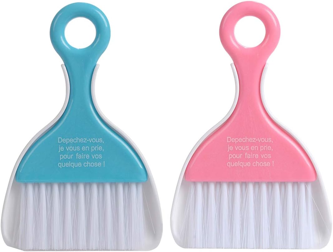 2 Pcs Mini Dustpan Set Brush for Table Whisk Brooms Small Dustpan Broom Set Mini Dust Pans with Brush Tiny Cleaning Table Sweep