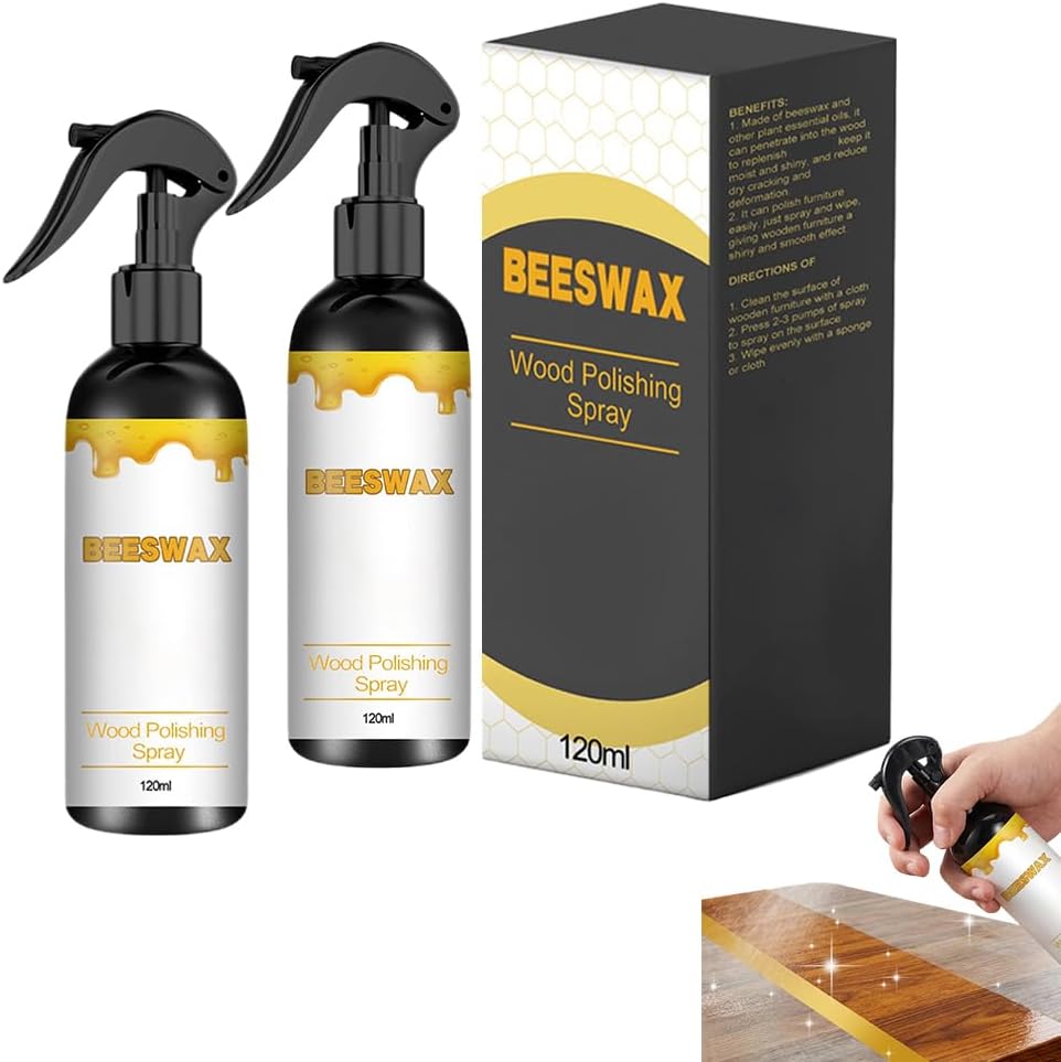 Beeswax Wood Polish, 2026 New Multifunctional Wood Care Wax, 120ml Wood Conditioner for Furniture & Floors, 2.83" x 6.61" Portable Wood Polish for Home Wood Maintenance (2 Pack)