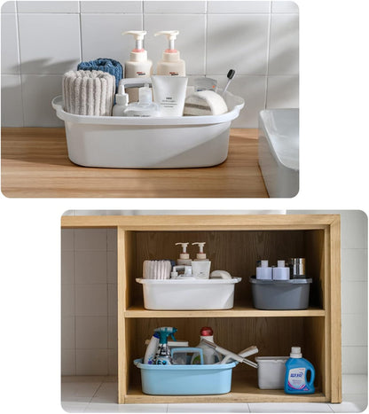 Large Cleaning Supplies Caddy Portable Shower Basket Supply Organizer with Handle Plastic Bucket Tool Storage for Bathroom, Bedroom, Kitchen, College Dorm, Garden, Dark Gray 2 Pack