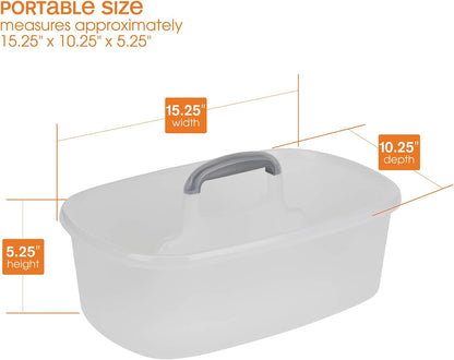 Casabella Cleaning Storage Caddy with Handle Plastic Multipurpose Organizer, Rectangle, 1.85-Gallon, Gray
